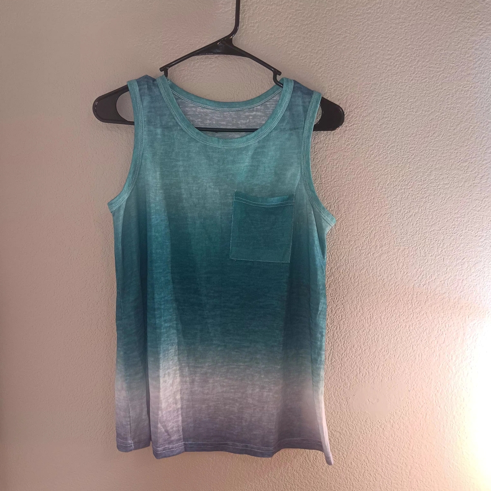 Sleeveless Teal Ombre Top
